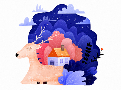 Dream Fawn darren fawn hiwow illustrations nature noise texture town ui design ux weather