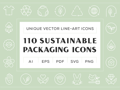 Sustainable Packaging Icons bundle cosmetics diet nutrition digital product editable food icons icon design icon set iconography icons iconset illustrator line art organic natural cosmetics packaging purchase sales sustainable vector vegan eco green