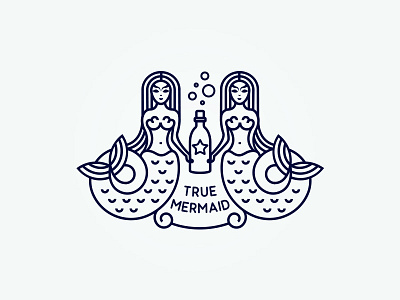True Mermaid branding freelance graphic design identity illustration label lineart logo logo design mermaid sea vector
