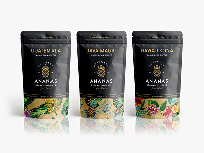 ANANAS Organic Coffee Packaging branding cafe coffee freelance graphic design identity label logo organic packaging pineapple vintage