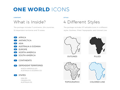 ONE WORLD ICONS - Countries of the World bundle countries icon icons map mark one world outlines set state travel vector