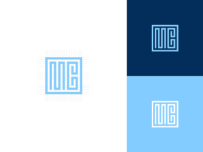 MC Geometric Logo Mark creative geometric grid icon identity line logo mark mc minimal simple smart