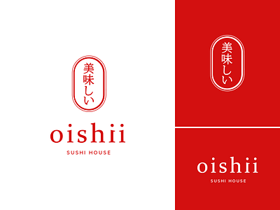 Oishii Sushi House branding clean food freelance identity japanese logo logotype mark minimalistic restaurant sushi
