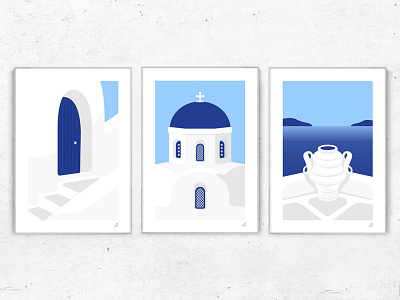 Santorini Illustrations art blue canvas clean drawing greece illustration illustrator minimalistic santorini sea white