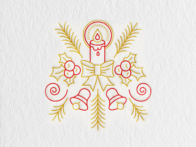 Happy Holidays! candle christmas gold greeting card holiday card holidays illustration letterpress line art merry christmas peace simple