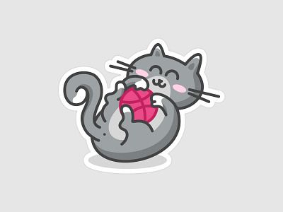 Dribbble Sticker Pack Playoff - Meow Game badge cat character game illustration line pet playground playoff simple sketch sticker