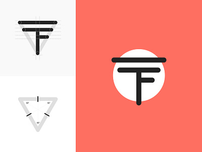 TF Monogram branding coral f geometry icon identity lettermark logo mark minimal monogram t