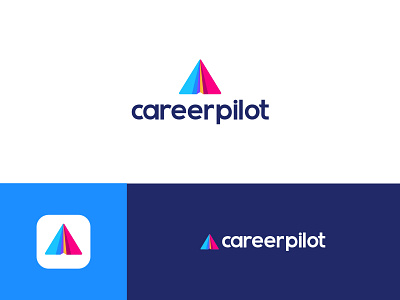 Career Pilot app icon branding business career colorful corporate identity custom clean typography fold logo mark modern paper plane