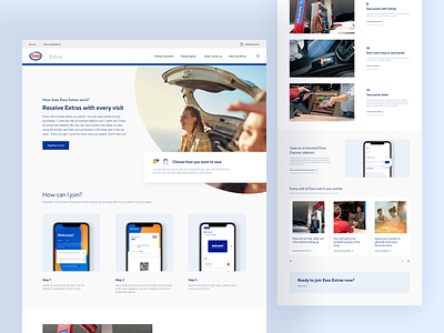 Esso Website - Join now activation blocks cards collect engagement ring explanation information join loyalty mobile onboarding saving screens ui ux web webdesign