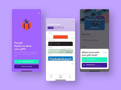 Wallet for gift cards app app design cards mobile popup ui ux wallet