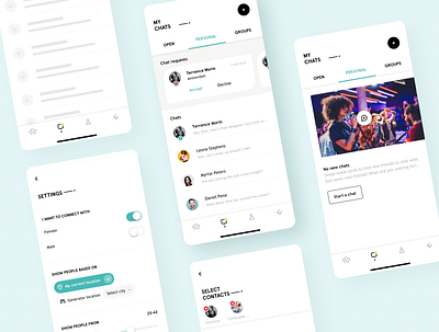 Connect chat app app app design chat contact design empty empty state friends load loading mobile settings ui ux
