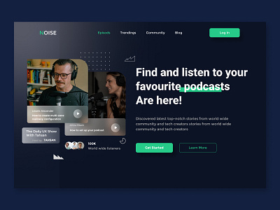 Podcast Landing branding graphic design landingpage landingpagedesign ui webdesign