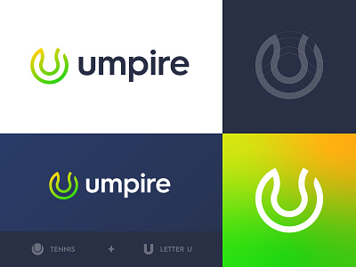 Umpire - Tennis logo concept branding design geometric grid grid logo logo logo design logodesign logogrid logos logotype padel sport tennis tennis ball webshop