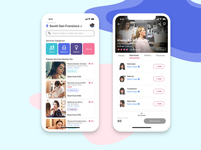 Beauty & Health Services App beauty beauty salon hair salon haircut illustration services ui ui design uiux uxdesign