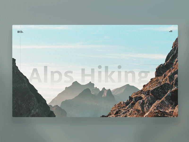 Alps Hiking – Menu Collapse hamburger hero icon invision invision studio menu motion mountain parallax scrolling ui ux