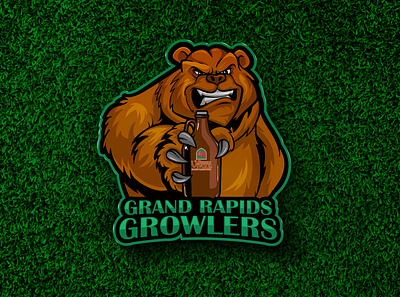 Grand Rapids Growlers bear beer cartoon character design illustration logo logo design mascot mascotlogo vector