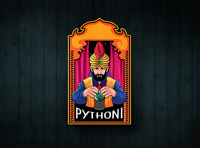 Pythoni character characterdesign lllustration logo design magician mascotlogo pytoni vector