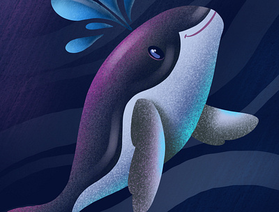 Blue whale animal art artwork blue cute drawing fish illustration procreate whale