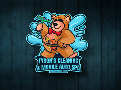 Auto Cleaning logo animals auto bear cartoon character cleaning illstration logo mascot service splash teddy teddy bear vector water