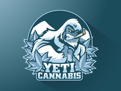 Yeti Cannabis Logo angry animals blue cannabis cartoon character cigar gaming gorilla illustration logo mascot snow sports vector