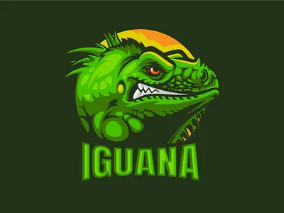 Iguana Mascot logo for 100 logo challenge animals branding challange character crazy design gaming green iguana illustration logo mascot mascotlogo sports typography