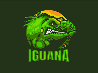 Iguana Mascot logo for 100 logo challenge animals branding challange character crazy design gaming green iguana illustration logo mascot mascotlogo sports typography