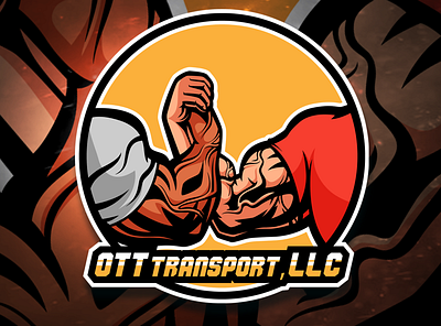 Ott Transport, LLC cartoon character epic handshake hands handshake illustration logo mascotlogo muscle vector