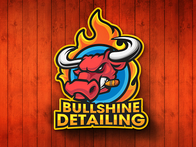 Bullshine Detailing animal branding bull bull logo cartoon fire gaming horn illustration mascot mascot logo mascotlogo red sports