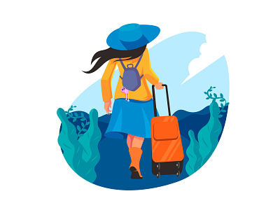 Tour and Travel agency concept Flat Illustration branding character flat illustration girl illustration illustration landscape minimal tourist travel ui vector