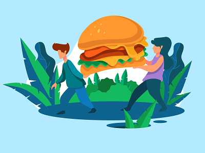 Lifting Burger Illustration burger cartoon concept fastfood flat foods illustration illustrations lifting restaurant vector
