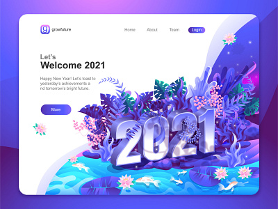 2021 landing page illustration 2021 gradient happy new year 2021 illustration isomatric landing page new year ui vibrant welcome