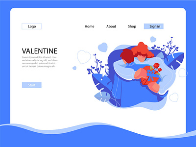 Valentine landing page concept 3 branding character holiday illustration landing page love romance ui valentine valentine day