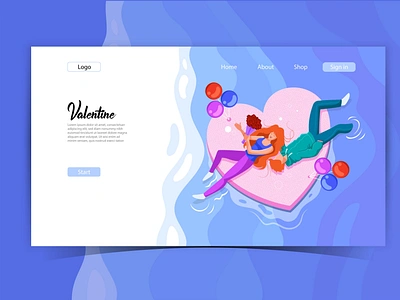 Happy valentine day illustration concept 4 boy and girl branding heart illustration landing page love romance valentine day valentines