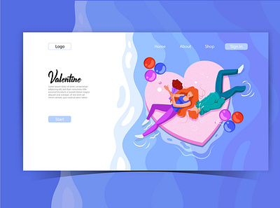 Happy valentine day illustration concept 4 boy and girl branding heart illustration landing page love romance valentine day valentines