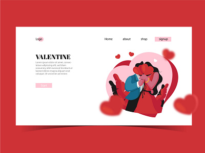 Happy Valentine Day character illustration landing page love romance ui valentine day vector