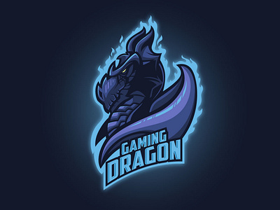 Gaming Dragon Mascot logo animals blue branding dragon fire flame gaming illustration logo mascot mascot logo monster