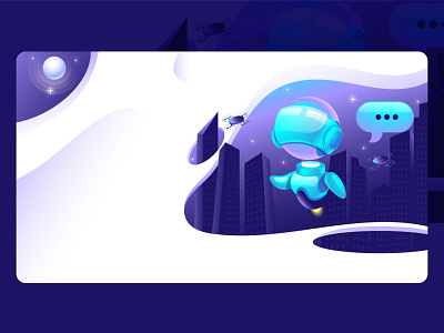 Night security robot system bot chat bot drone gradient illustration illustrator innovation landing page mascot robot technology ui