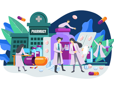 PHARMACY BUSINESS FLAT ILLUSTRATION