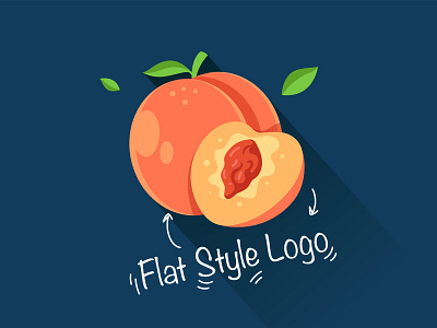 Peach fruit flat logo flat fruit logo minimal peach style