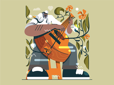Guitar with Musician Illustration