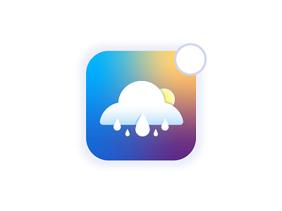 Wether App Icon with Notification sign app cloud gradient icon ios app minimal rain symbol ui wether