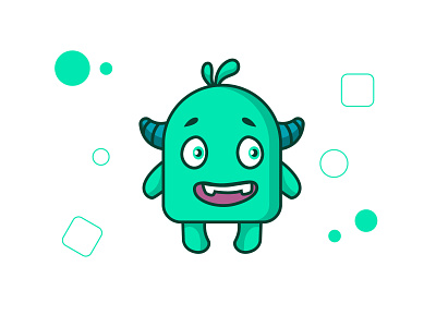 Cute Green Monster cartoon character cute game ghost green mascot minimal monster