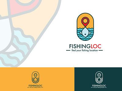 FishingLoc Logo app branding fishing location logo minimal navigation vector