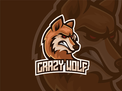 Crazy Wolf Mascot logo animals branding character dog esports gaming logo mascot wolf