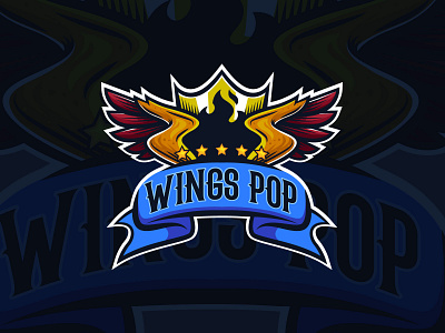 WINGS POP Logo branding chicken food and beverage foods logo mascot logo pop restaurant wings
