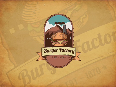 BURGER FACTORY CONCEPT VINTAGE LOGO bevarage branding burger factory fastfood food restaurant vintage logo