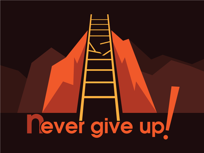 Never Give up 2 flat style illustration design never give up