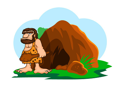 Caveman cartoon cave caveman character illustration man vector