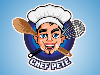 Chef Pete Mascot logo cartoon chef cook food kitchen logo mascot resurgent wood spoon