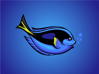 Dory blue dory fish illustration paracanthurus regal blue tang under water